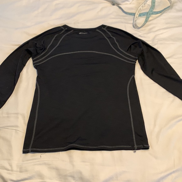 Champion long sleeve , fitted top, Black with Grey stitching detail. XL. - Picture 2 of 8